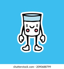 Cute fresh milk cartoon doodle. illustration for t shirt, poster, logo, sticker, or apparel merchandise.
