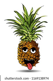 Cute fresh Pineapple cartoon character emotion laughs