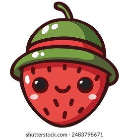 Cute fresh red tiny juicy strawberry vector illustration