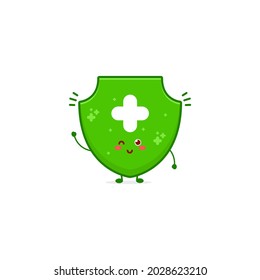 Cute fresh shield character illustration smile happy mascot logo kids play toys template