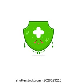 Cute fresh shield character illustration smile happy mascot logo kids play toys template