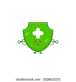 Cuidada ilustración de carácter de escudo fresco sonrisa feliz logotipo de mascota niños jugar plantilla de juguetes