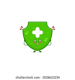Cute fresh shield character illustration smile happy mascot logo kids play toys template
