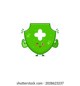 Cute fresh shield character illustration smile happy mascot logo kids play toys template