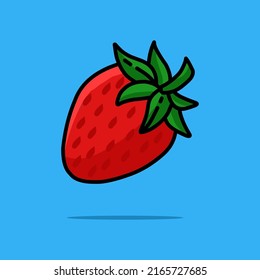 cute and fresh strowberry on blue background