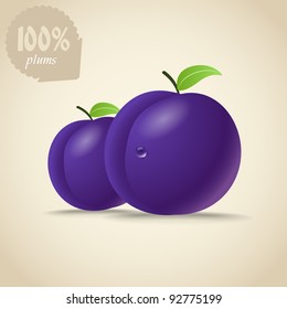 Ilustración de ciruelas violetas frescas