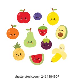 Cute Fresh and Yummy Fruits Character Collection in Vector