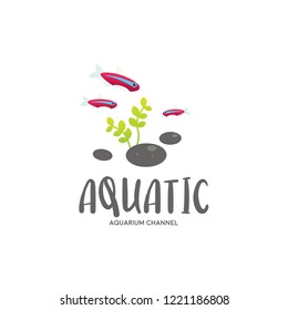 Cute freshwater aquarium logo vector, eps 10