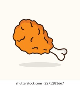 Cute fried chicken cartoon icon vector illustration. Food icon concept illustration, suitable for icon, logo, sticker, clipart