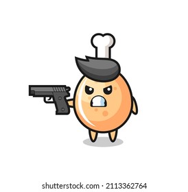 süße, fritte Hühnchen-Charakterschießen mit einer Waffe , süßes Design für T-Shirt, Aufkleber, Logo-Element