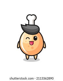cute fried chicken character in sweet expression while sticking out her tongue , cute style design for t shirt, sticker, logo element