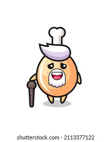 cute fried chicken grandpa is holding a stick , cute style design for t shirt, sticker, logo element