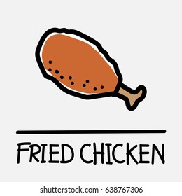 Cute fried chicken   hand-drawn style,drawing,hand drawn vector illustration.