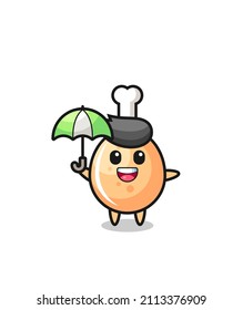cute fried chicken illustration holding an umbrella , cute style design for t shirt, sticker, logo element
