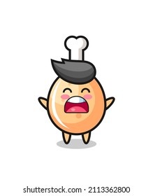 cute fried chicken mascot with a yawn expression , cute style design for t shirt, sticker, logo element