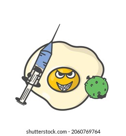 Cute Fried Egg Activity Character Flat Cartoon Vector Design Illustration