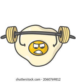 Cute Fried Egg Activity Character Flat Cartoon Vector Design Illustration