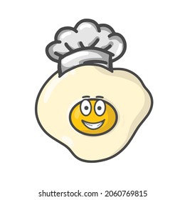 Cute Fried Egg Activity Character Flat Cartoon Vector Design Illustration