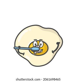 Caracteres de la actividad del huevo frito lindo Dibujo gráfico plano Ilustración del diseño del vector
