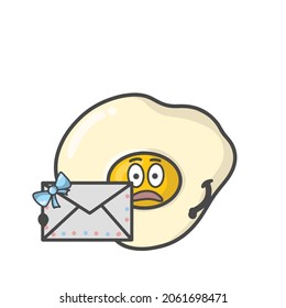 Cute Fried Egg Activity Character Flat Cartoon Vector Design Illustration