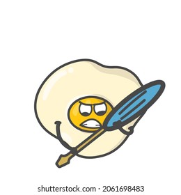 Cute Fried Egg Activity Character Flat Cartoon Vector Design Illustration