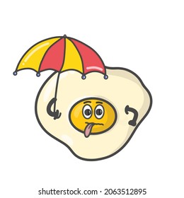 Cute Fried Egg Activity Character Flat Cartoon Vector Design Illustration