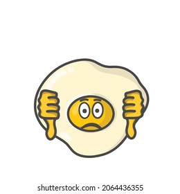 Cute Fried Egg Activity Character Flat Cartoon Vector Design Illustration
