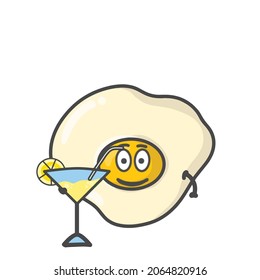 Caracteres de la actividad del huevo frito lindo Dibujo gráfico plano Ilustración del diseño del vector