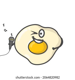 Caracteres de la actividad del huevo frito lindo Dibujo gráfico plano Ilustración del diseño del vector