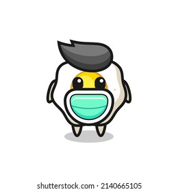 cute fried egg cartoon wearing a mask , cute style design for t shirt, sticker, logo element