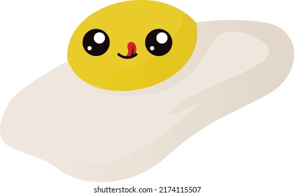 
cute fried egg character, cartoon emoticon vector illustration. doodle icon