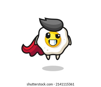 die süße frittierte Ei-Figur als fliegender Superheld, süßes Design für T-Shirt, Aufkleber, Logo-Element