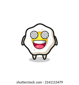 cute fried egg character with hypnotized eyes , cute style design for t shirt, sticker, logo element