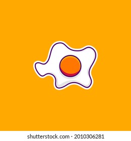 cute fried egg illustration in cartoon style