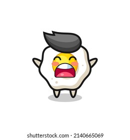 cute fried egg mascot with a yawn expression , cute style design for t shirt, sticker, logo element