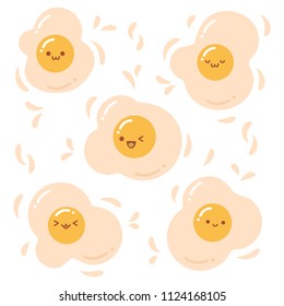 Cute fried egg on white background. 