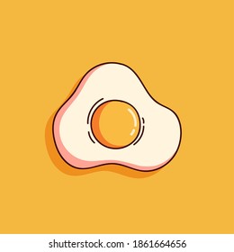 cute fried egg on yellow background