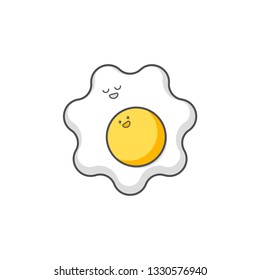 Cute Fried Egg Sunny Side Up Vector Character
