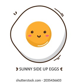 Cute Fried Egg Vector Icon doodle Illustration. Kawaii Fried Egg Delicious Cuisine Dish. Mascot Logo For Cafe and Restaurant