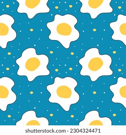 Cute fried eggs seamless pattern background 