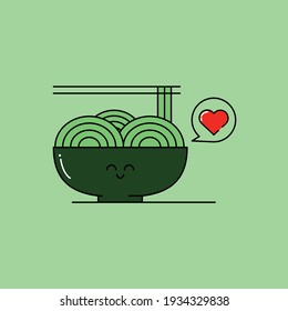 Cute fried noodles Illustration,happy love face icon. food vector icon modern and simple flat symbol for graphic in trendy flat design style.