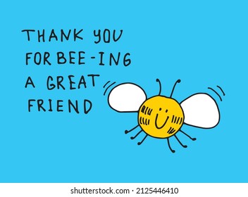 Cute amigo postal con abeja