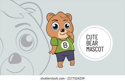 cute and friendly bear mascot wearing t-shirt and pants