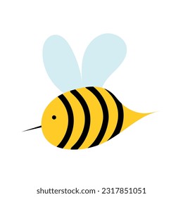 Cute friendly bee. Cartoon flying bee. Insect character. Vector isolated on white