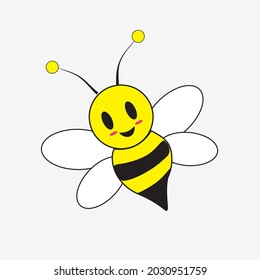 Cute friendly bee. Cartoon happy flying bee. Insect character. 