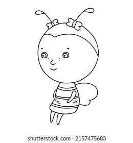 Gehörlose Biene. Cartoon glückliche Biene. Insektenzeichen. Vektorgrafik.