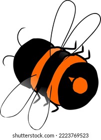Cute friendly bee. Cartoon happy flying bee with big kind eyes. Insect character. Vector isolated on white