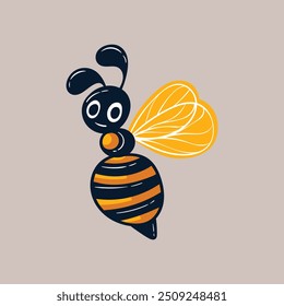 Abeja amistosa linda. Abeja voladora feliz de la historieta.	