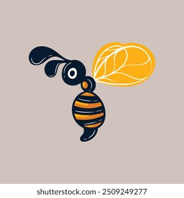 Abeja amistosa linda. Abeja voladora feliz de la historieta.	