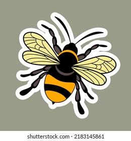 Cute friendly bee stickers. Bee illustration vector Design template. Bumblebee, Bombus, wasp. Insect character.	